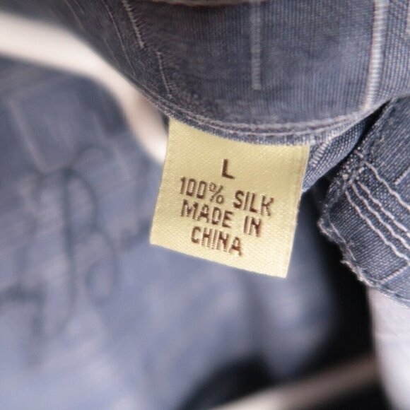 Tommy Bahama 100% Silk Camp Shirt Button Front Blue Tropical Short Sleeves XL - Picture 11 of 11